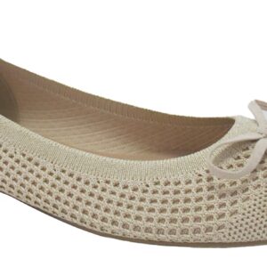 Jellypop Women's Cruiser Ballet Flats, Gold Knitted, 7.5