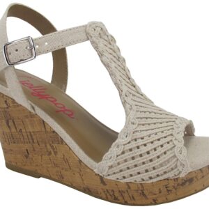 Jellypop Women's Auden Wedge Sandals, Natural Canvas, 9