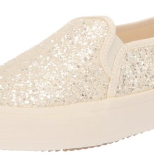 Keds Double Decker Slip on, Sneaker Womens, Cream Glitter, 7 Medium
