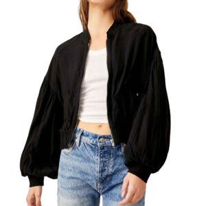 Free People On Pointe Bomber Black LG (Women's 12)